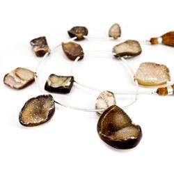 17x10-30x22mm Tortoise Shell Agate Drusy Freeform Beads 11 pieces