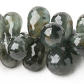 17x11-24x17mm Moss Aquamarine Faceted Tear Drops 4 inch 25 Beads AA