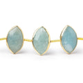 17x11mm Vermeil Bezel Aquamarine Faceted Marquise Strand 12 Beads