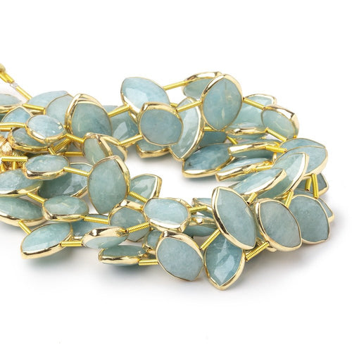 17x11mm Vermeil Bezel Aquamarine Faceted Marquise Strand 12 Beads