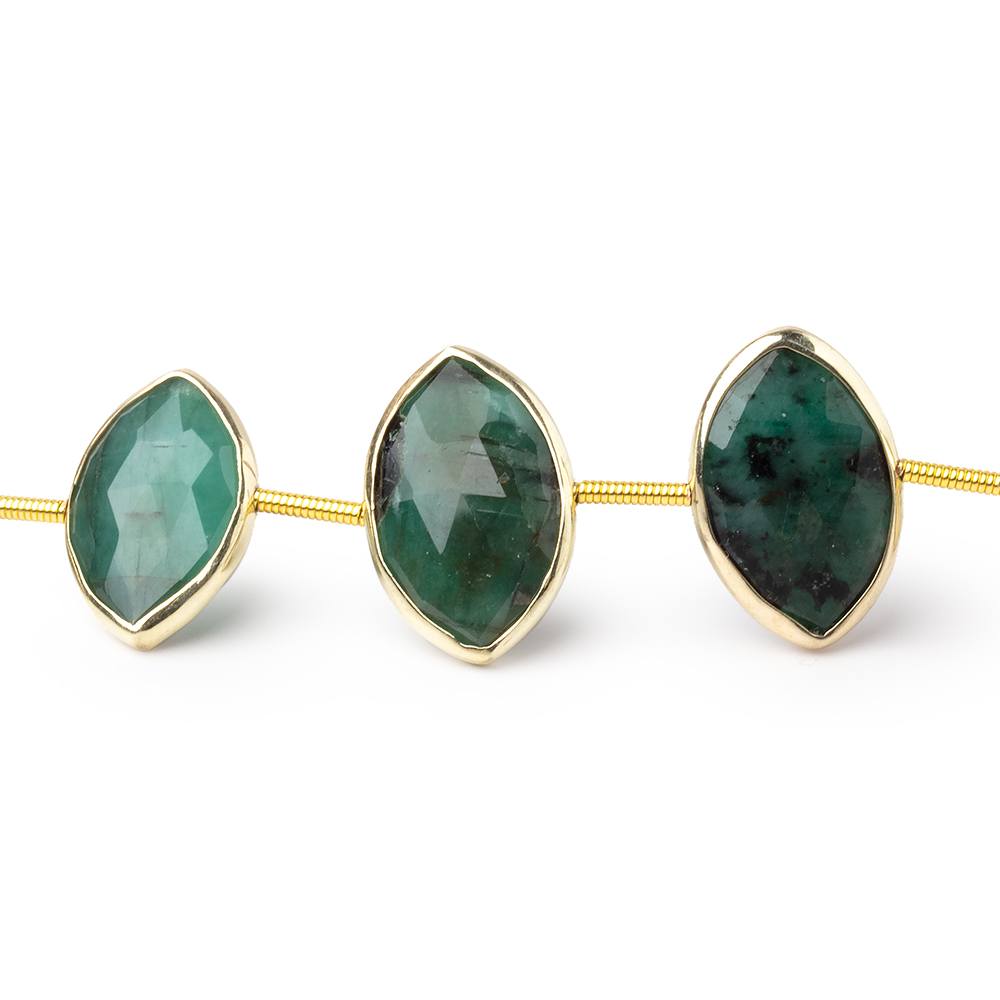 17x11mm Vermeil Bezel Emerald Faceted Marquise Strand 11 Beads