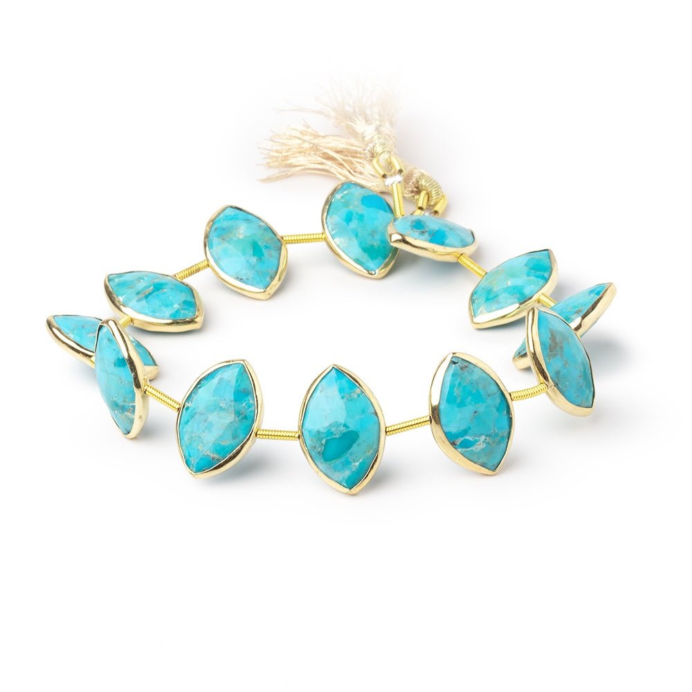 17x11mm Vermeil Bezel Turquoise Howlite Faceted Marquise Strand 12 Beads