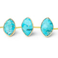17x11mm Vermeil Bezel Turquoise Howlite Faceted Marquise Strand 12 Beads