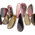 17x12-33x11mm Multi Color Tourmaline Plain Slice Beads 3.5 inch 13 pieces