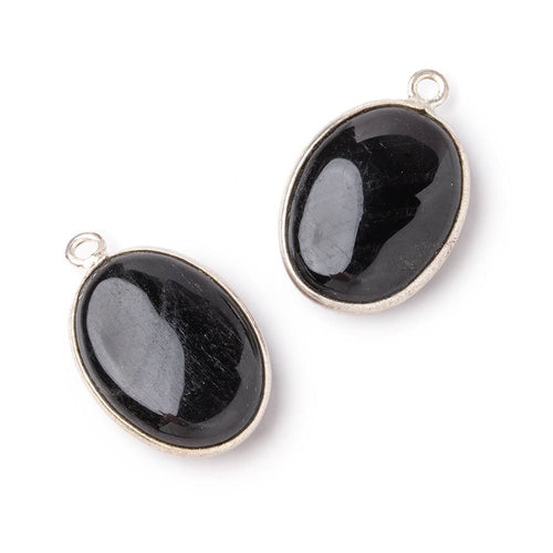 17x13mm .925 Silver Bezel Hypersthene Plain Oval Pendant 1 piece