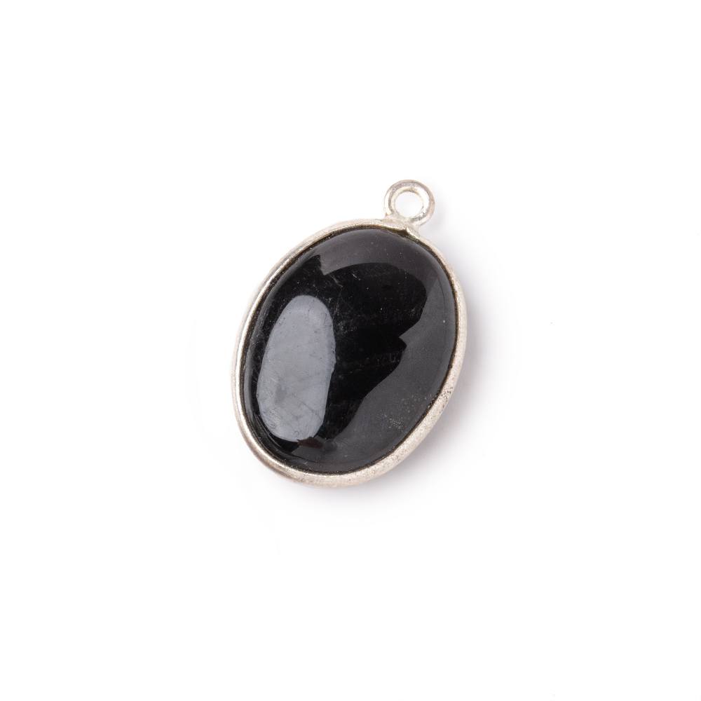 17x13mm .925 Silver Bezel Hypersthene Plain Oval Pendant 1 piece