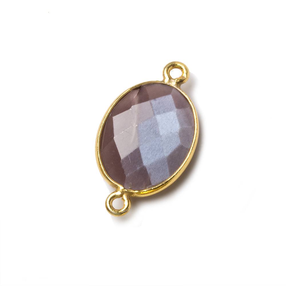 17x13mm Vermeil Bezel Chocolate Moonstone Faceted Oval Connector 1 piece