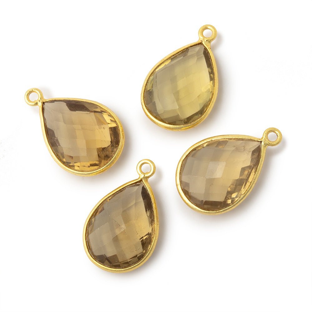 17x13mm Vermeil Bezel Whiskey Quartz Faceted Pear Pendant 1 piece