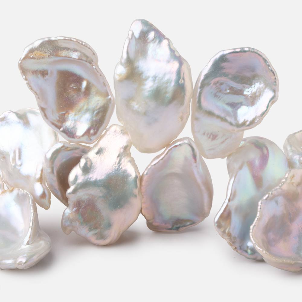 17x14-25x15mm Creamy White Top Drill Ultra Keshi Freshwater Pearls 15 inch 48 Beads AA