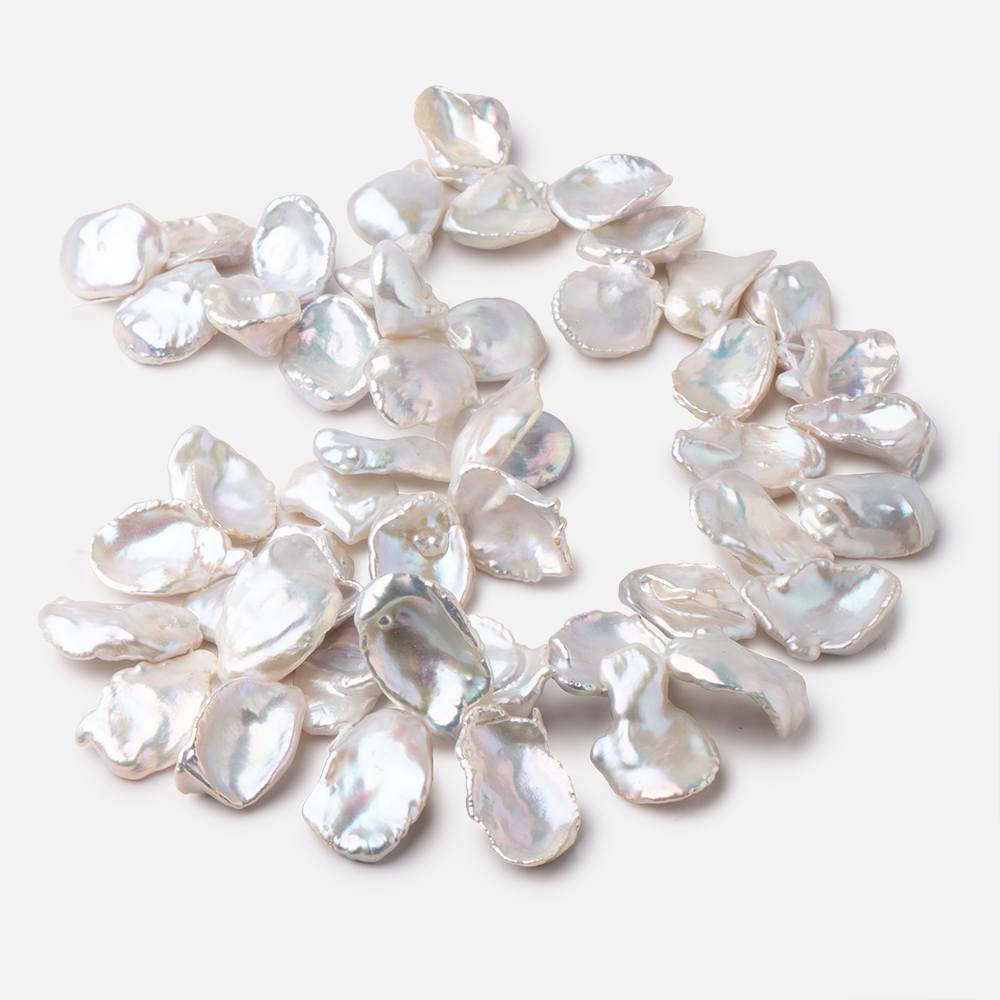 17x14-25x15mm Creamy White Top Drill Ultra Keshi Freshwater Pearls 15 inch 48 Beads AA
