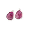 17x14mm .925 Silver Bezel Ruby Faceted Freeform Set of 2 Pendants