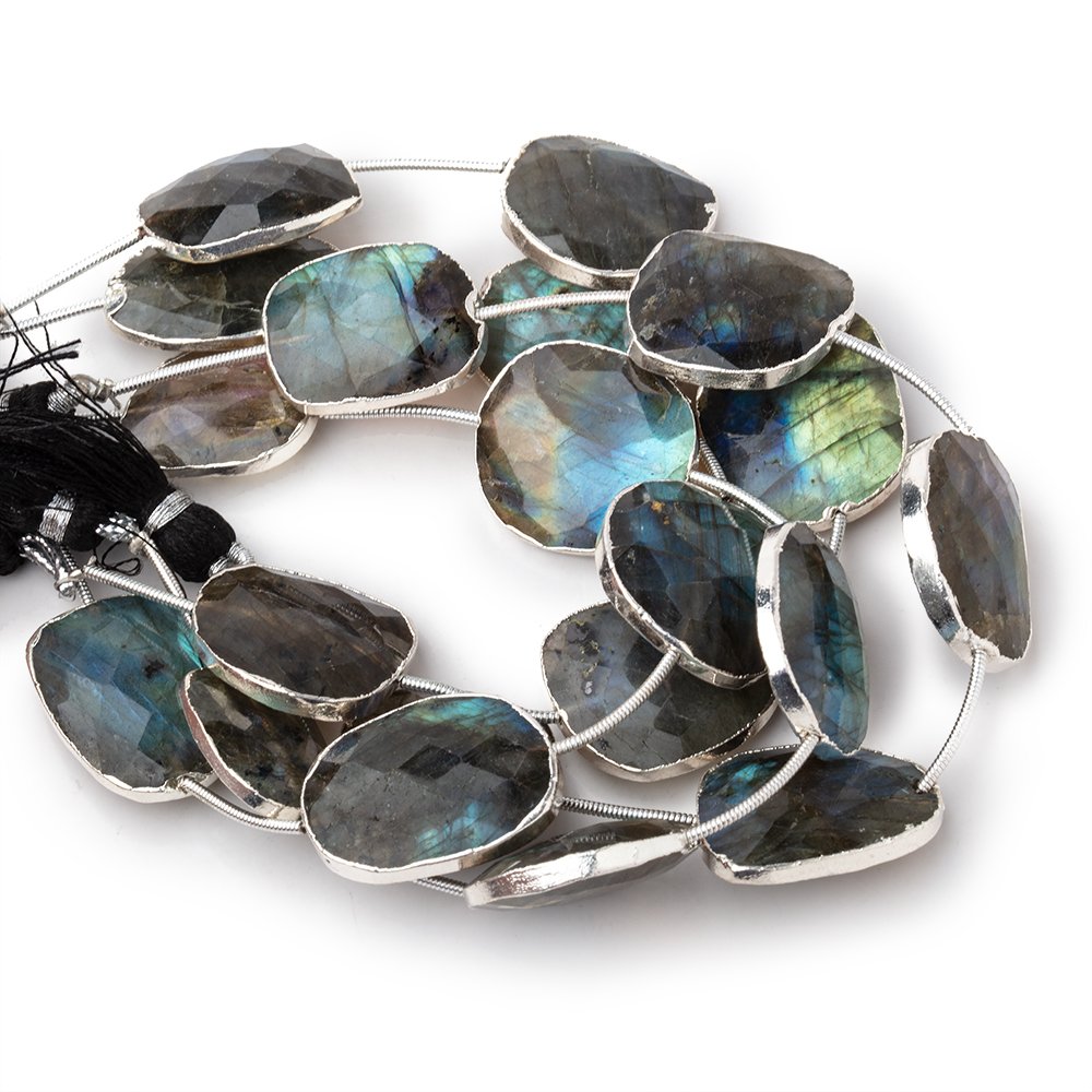 17x15-23x20mm Silver Leafed Labradorite Faceted Nugget Strand 5 Beads