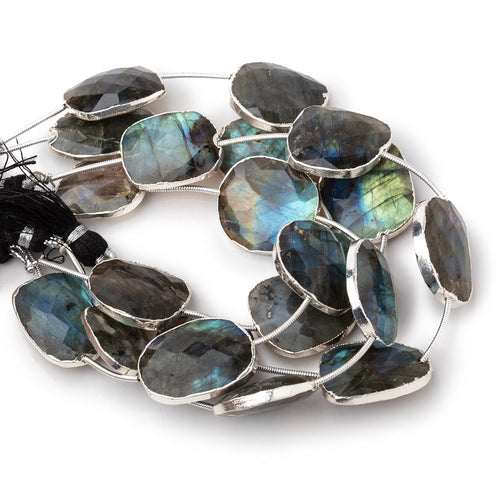 17x15-23x20mm Silver Leafed Labradorite Faceted Nugget Strand 5 Beads