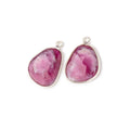 17x15mm .925 Silver Bezel Ruby Faceted Freeform Set of 2 Pendants