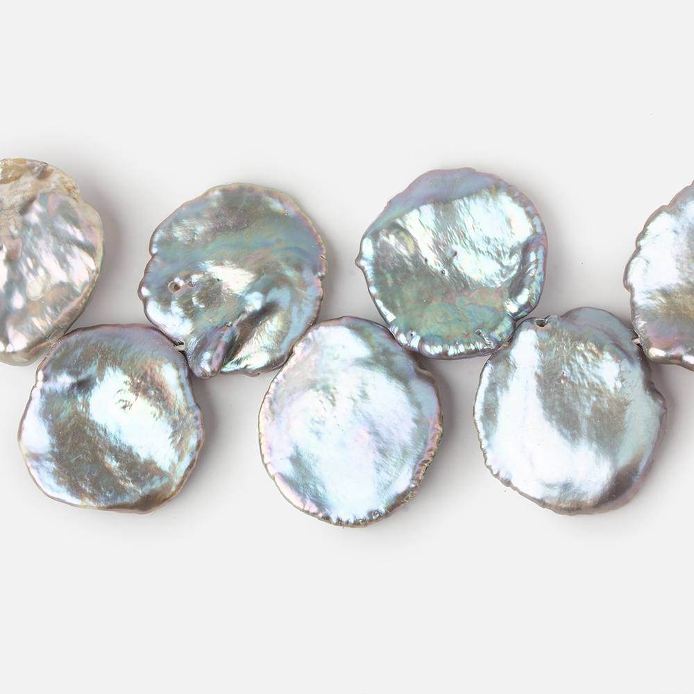 17x17.5-19x18mm Silver Ultra Keshi Pearl Iridescent Overtone 15 inch 40 pieces AAA Grade