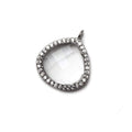 17x17mm Black Gold Bezeled CZ & Crystal Quartz Heart Pendant 1 piece
