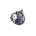 17x17mm Black Gold Bezeled CZ & Dendritic Opal Heart Pendant 1 piece