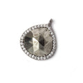 17x17mm Black Gold Bezeled CZ & Pyrite Heart Pendant 1 piece