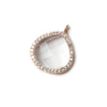 17x17mm Rose Gold Bezeled CZ & Crystal Quartz Heart Pendant 1 piece
