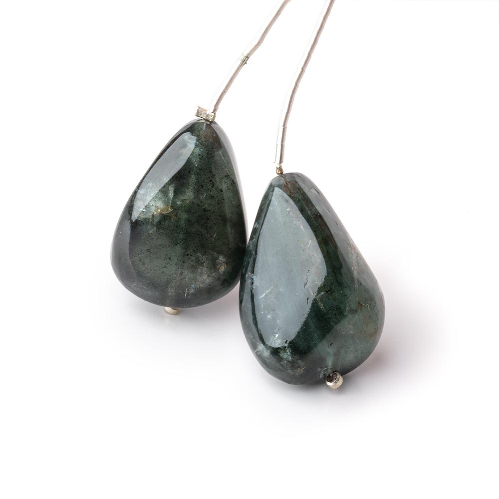 17x18-22x19mm Moss Aquamarine Plain Nugget Focal Set of 2 pieces
