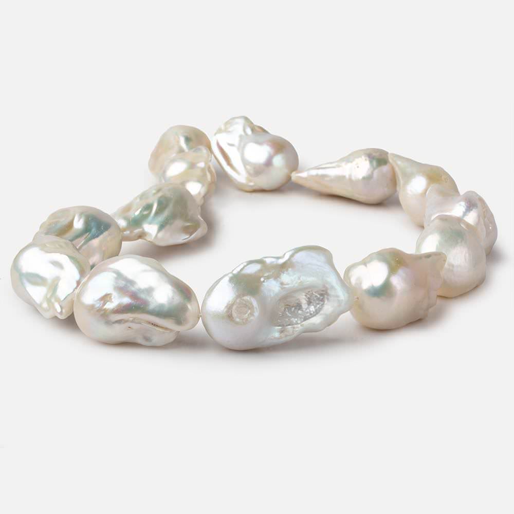 17x30-17x35mm Cream White Ultra Baroque Freshwater Pearls 16 inch 13 pieces AAA grade