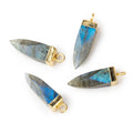 17x6mm Gold Leafed Labradorite plain oblisk spike Pendant 1 focal bead