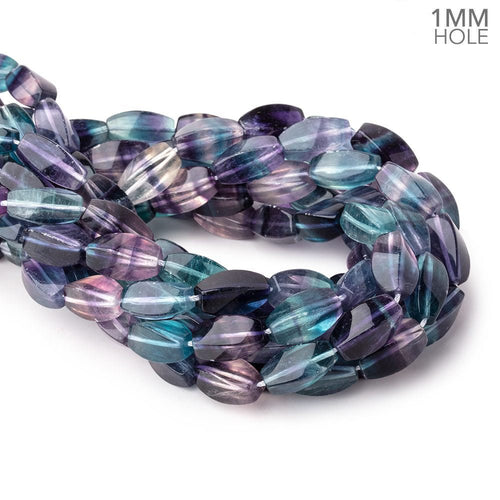 17x8mm Multi Color Fluorite Plain Twist Beads 15.5 inch 23 pieces AA