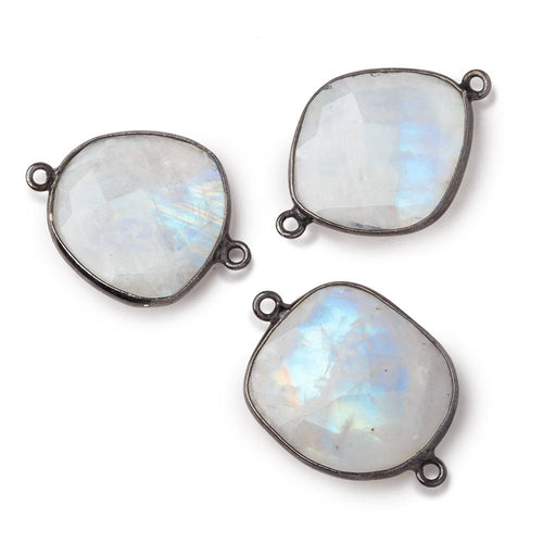 18-20mm Black Gold Bezel Rainbow Moonstone Faceted Nugget Connector 1 piece