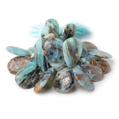 18-40mm Blue Peruvian Opal Faceted Pear Beads 7.5 inch 29 pieces AA