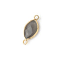 13x9mm Vermeil Bezel Grey Moonstone Marquise Connector 1 piece