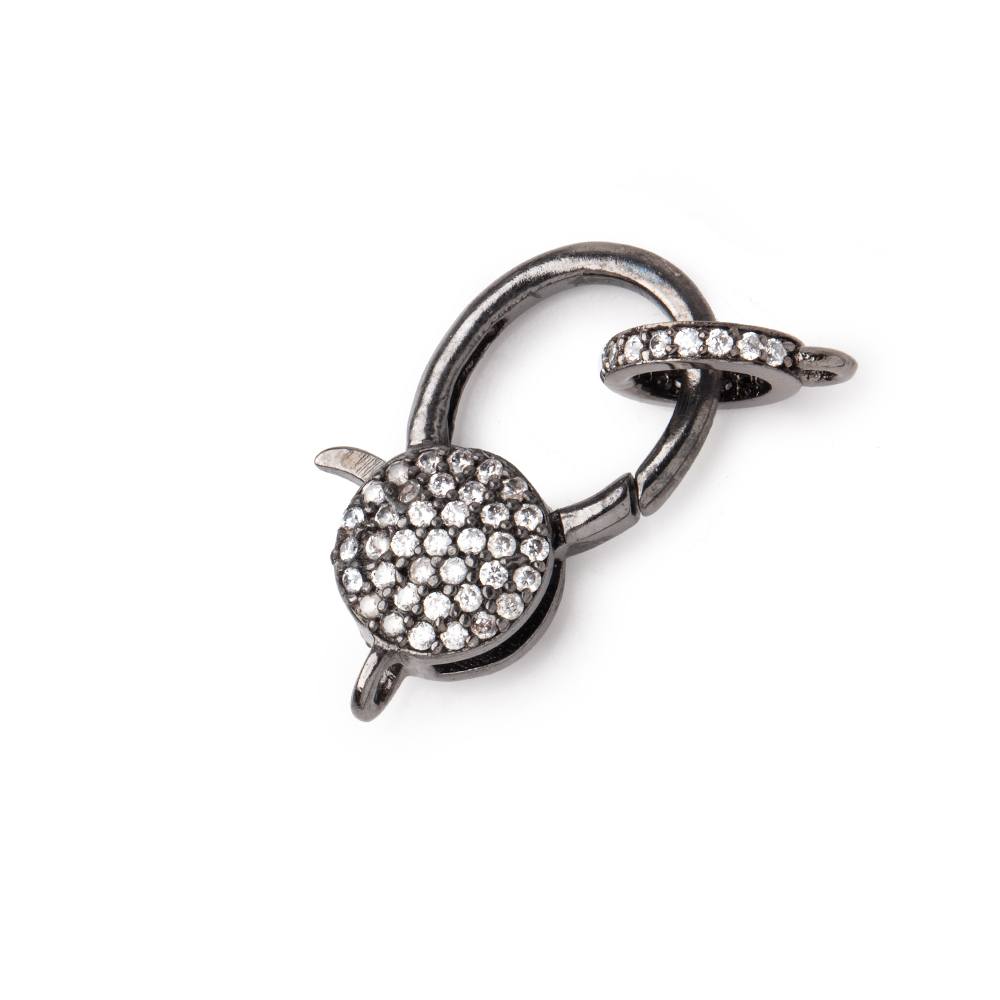 24x12mm Black Gold .925 Silver Bezel CZ Coin Clasp with CZ Ring 1 piece