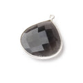 26x26mm Silver .925 Platinum Dark Grey Moonstone faceted heart Pendant 1 piece