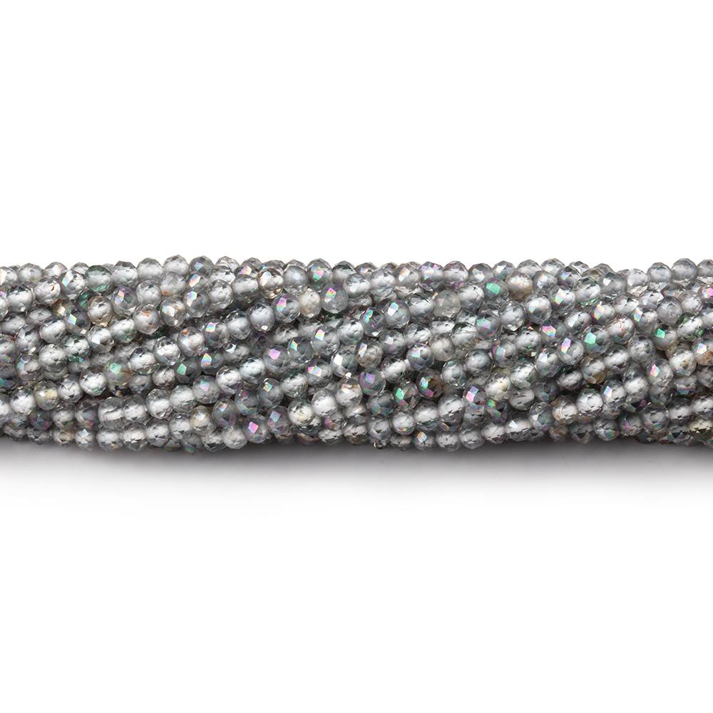 2mm Mystic White Topaz microfaceted rondelle beads 13 inch 180 pieces