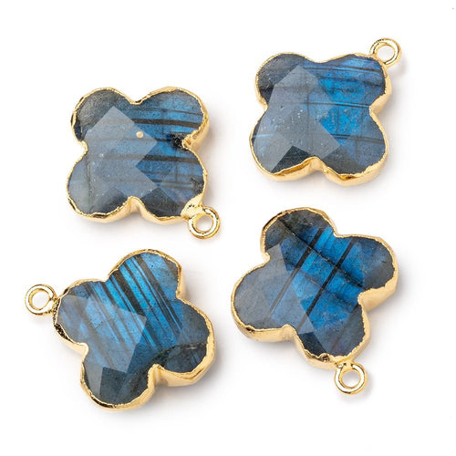 20mm Gold Leafed Labradorite Quatrefoil Pendant 1 focal piece