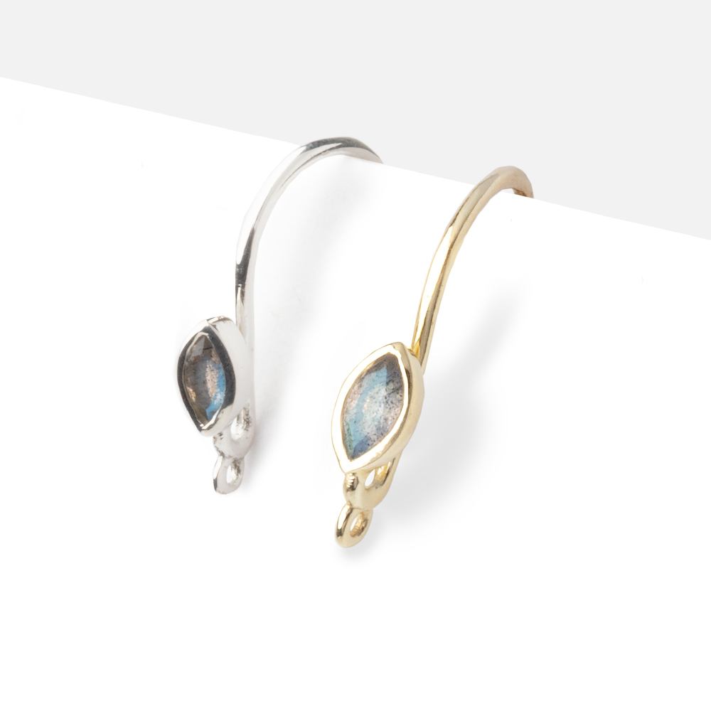18mm Labradorite Marquise Ear Wire Set of 2 pieces