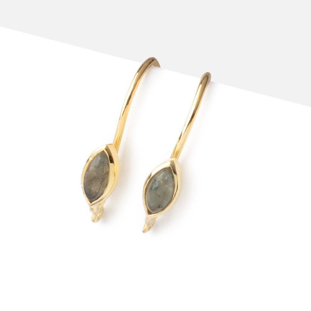 18mm Labradorite Plain Marquise Ear Wire Set of 2 pieces