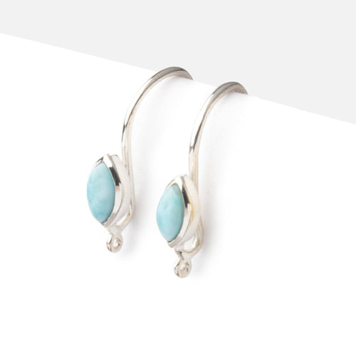 18mm Larimar Plain Marquise Ear Wire Set of 2 pieces