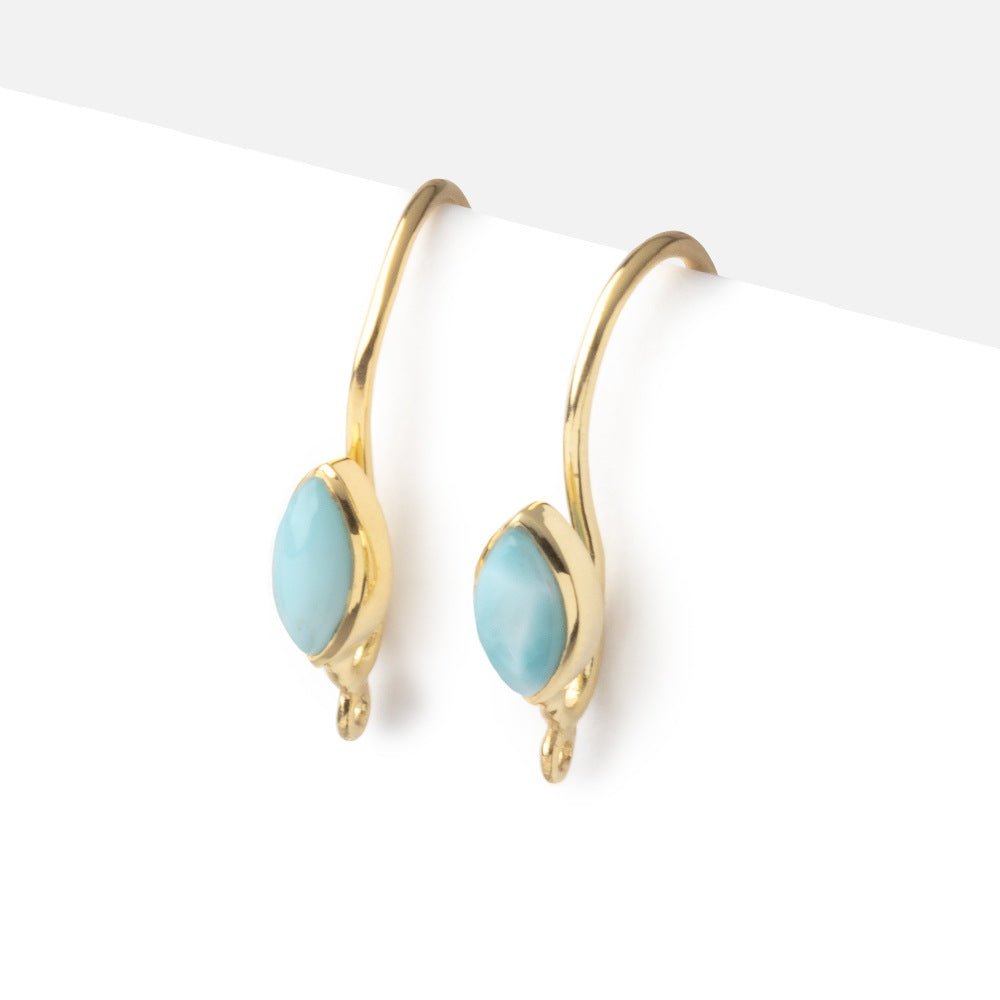 18mm Larimar Plain Marquise Ear Wire Set of 2 pieces