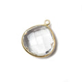 18mm Vermeil Bezeled Crystal Quartz faceted Heart Focal Pendant 1 piece