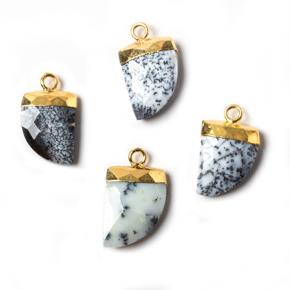 18x10mm Gold Leafed Dark Dendritic Opal Horn Pendants 1 piece