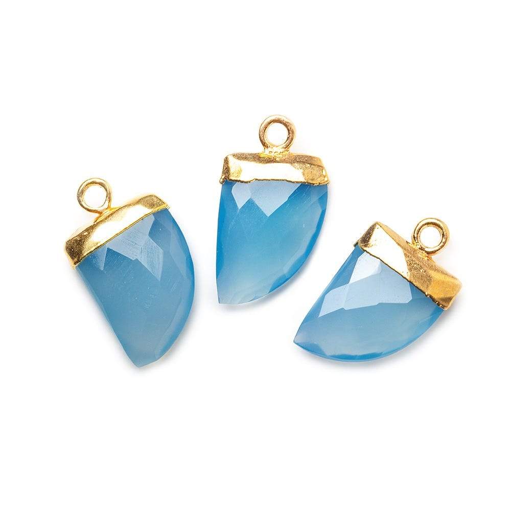 18x10mm Gold Leafed Tip London Blue Chalcedony Horn Pendant 1 piece