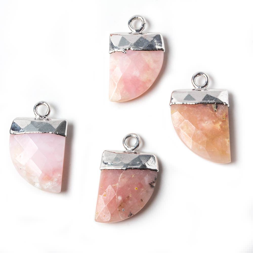 18x10mm Silver Leafed Pink Peruvian Opal Horn Pendant 1 piece