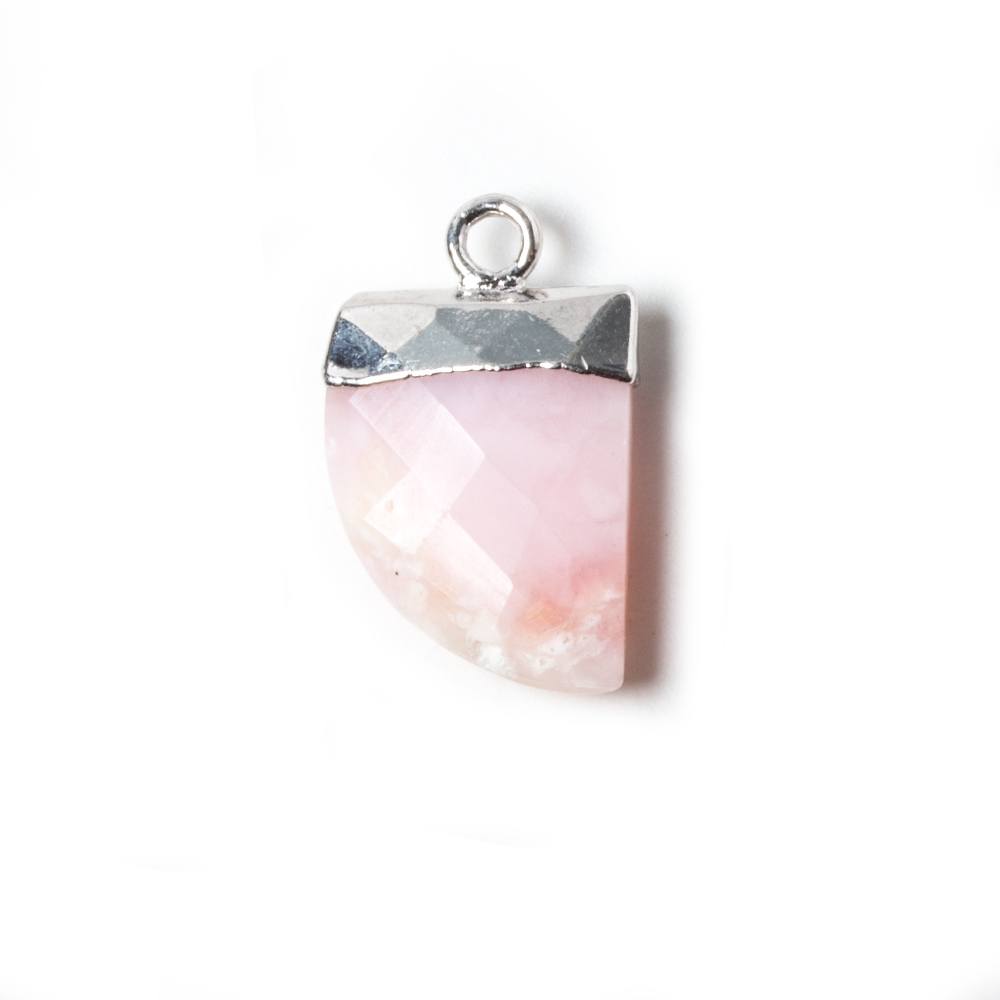 18x10mm Silver Leafed Pink Peruvian Opal Horn Pendant 1 piece