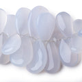 18x11-30x18mm Turkish Blue Chalcedony Plain Pear Beads 7 inch 40 pieces