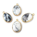 18x13mm Vermeil Bezel Dendritic Opal Plain Oval Pendant 1 piece