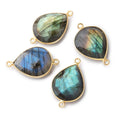 18x15mm Vermeil Bezeled Labradorite Faceted Pear Connector 1 Focal Bead