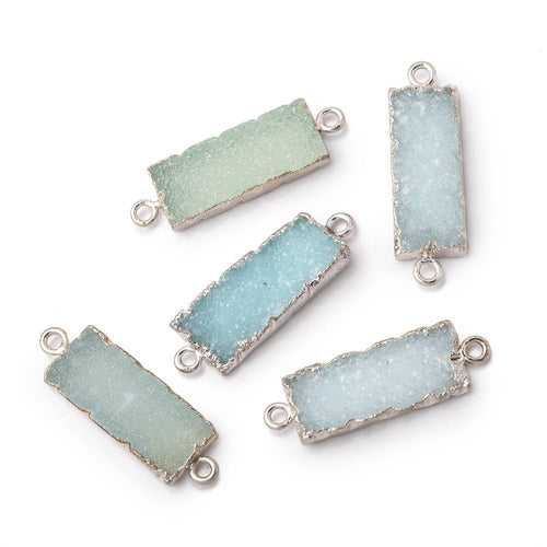 18x8mm Silver Leafed Blue Drusy Bar Connector 1 focal piece