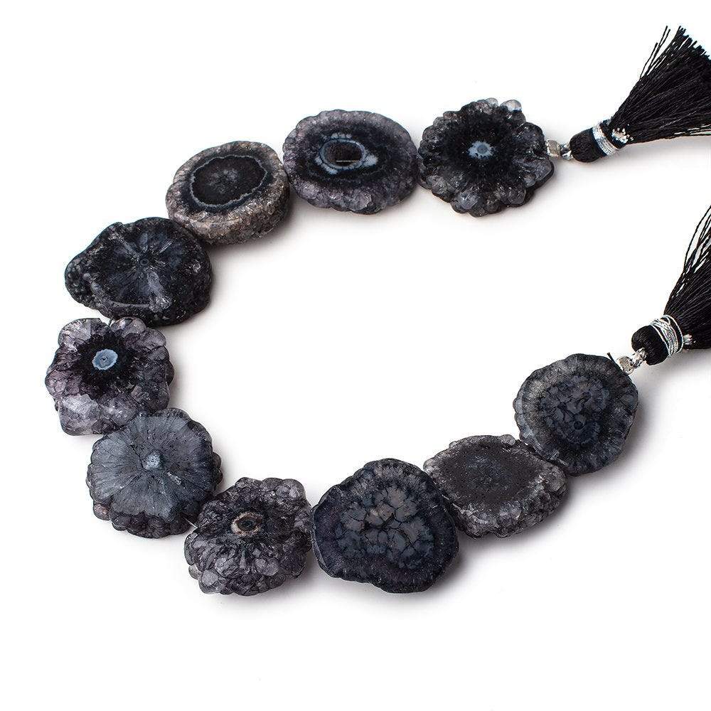 19-21mm Blue Black Solar Quartz Straight Drilled Slice Beads 8 inch 8pieces