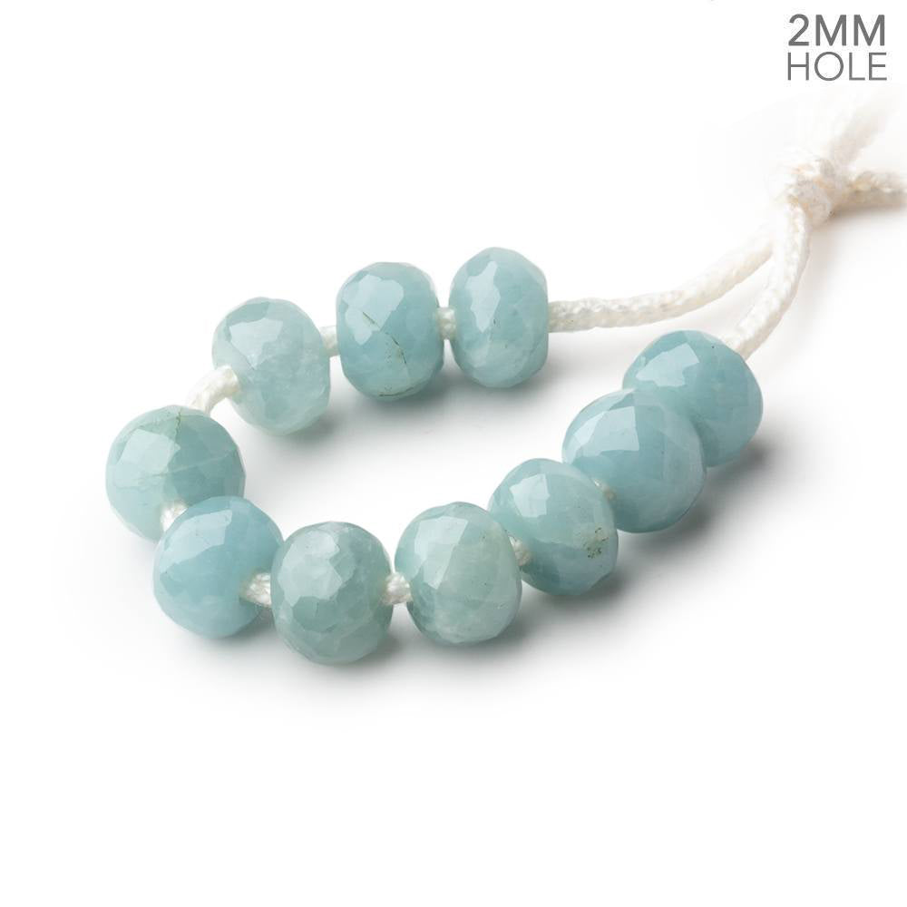 8mm Milky Aquamarine 2mm Large Hole Faceted Rondelle Bead Set of 10