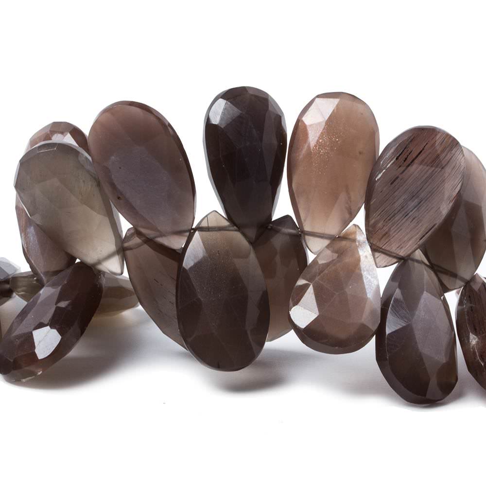 19.5x11-25.6x11mm Chocolate Moonstone faceted pear beads 8 inch 41 pcs